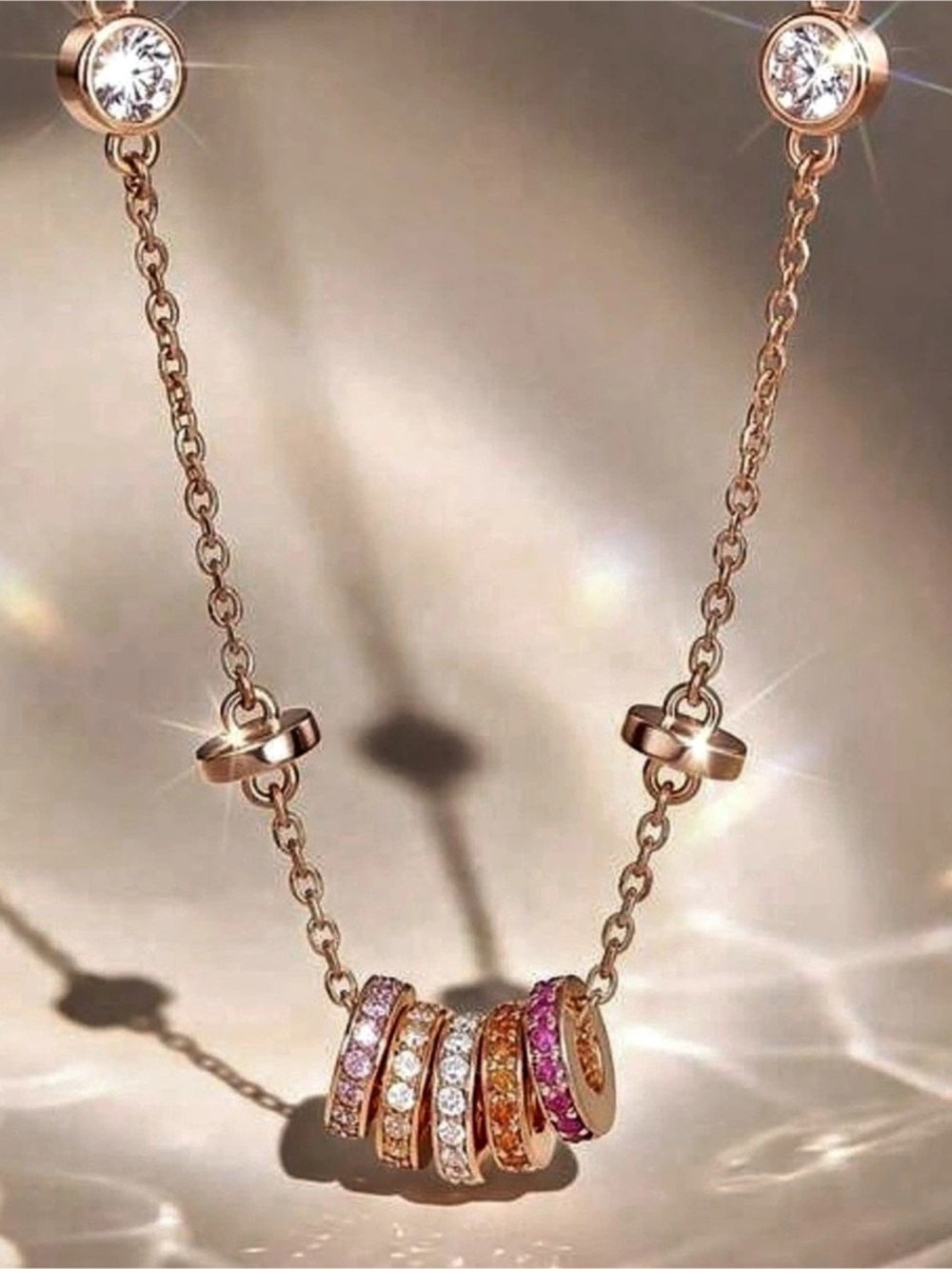 Rose 14K Gold-Tone Crystal Pendant Necklace